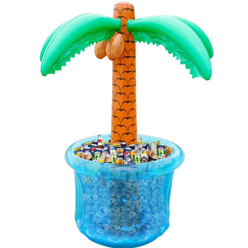 PARENTSWELL 63'' Inflatable Palm Tree Cooler, Tropical Luau Party Decorations, Inflatable Drink Cooler for Parties Jungle Hawaiian Birthday Party Decorations Palm Tree Decor - Image 1